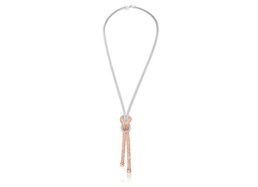 Charles William Rose Gold and Silver Intertwined Love Necklace Italian Designed Jewellery