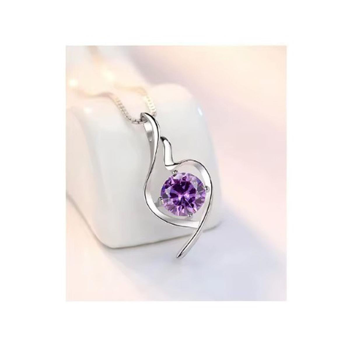 Silver Necklace Swish Design Charles William Purple Ladies Jewellery