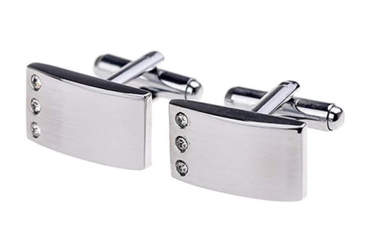 Luxury Silver Cufflinks Three Row Stone Elements Great Gift Elegant Present