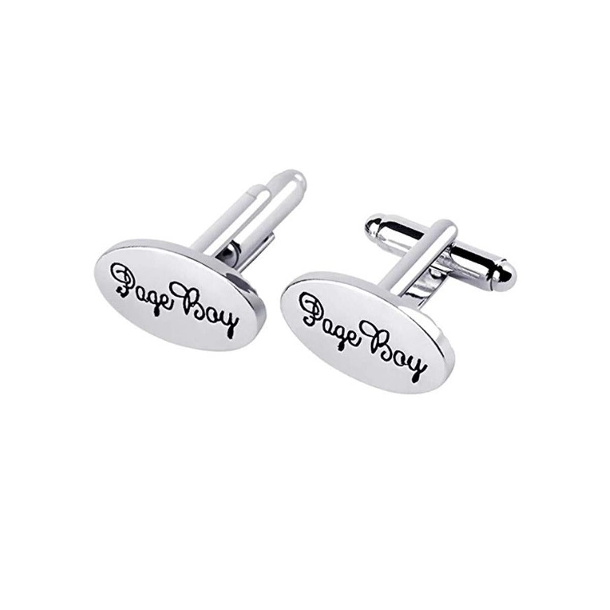 Charles William Silver Page Boy Present Cuffflinks Wedding Bride Groom Oval Cufflink