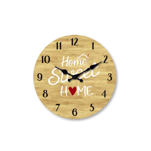 Home Sweet Home Clock Heart Love Wall Picture Silent Movement 30cm Face