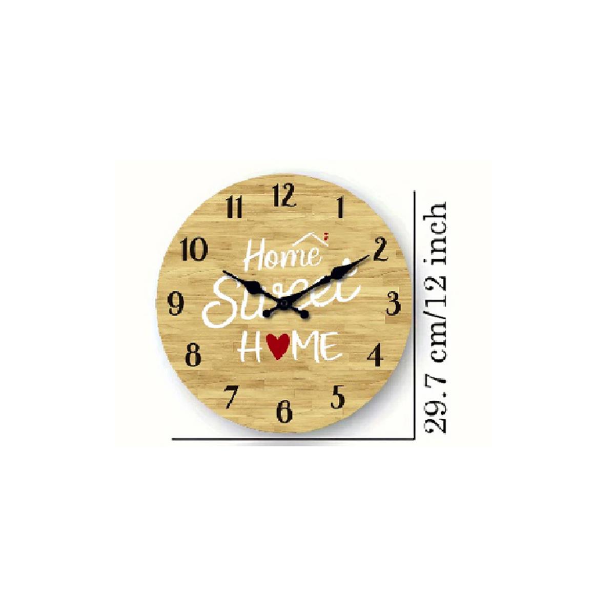 Home Sweet Home Clock Heart Love Wall Picture Silent Movement 30cm Face