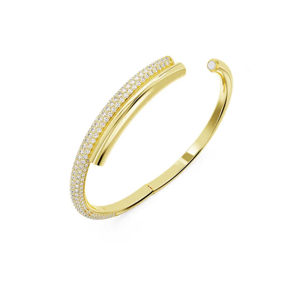 Gold Bangle Bracelet with Real Elements