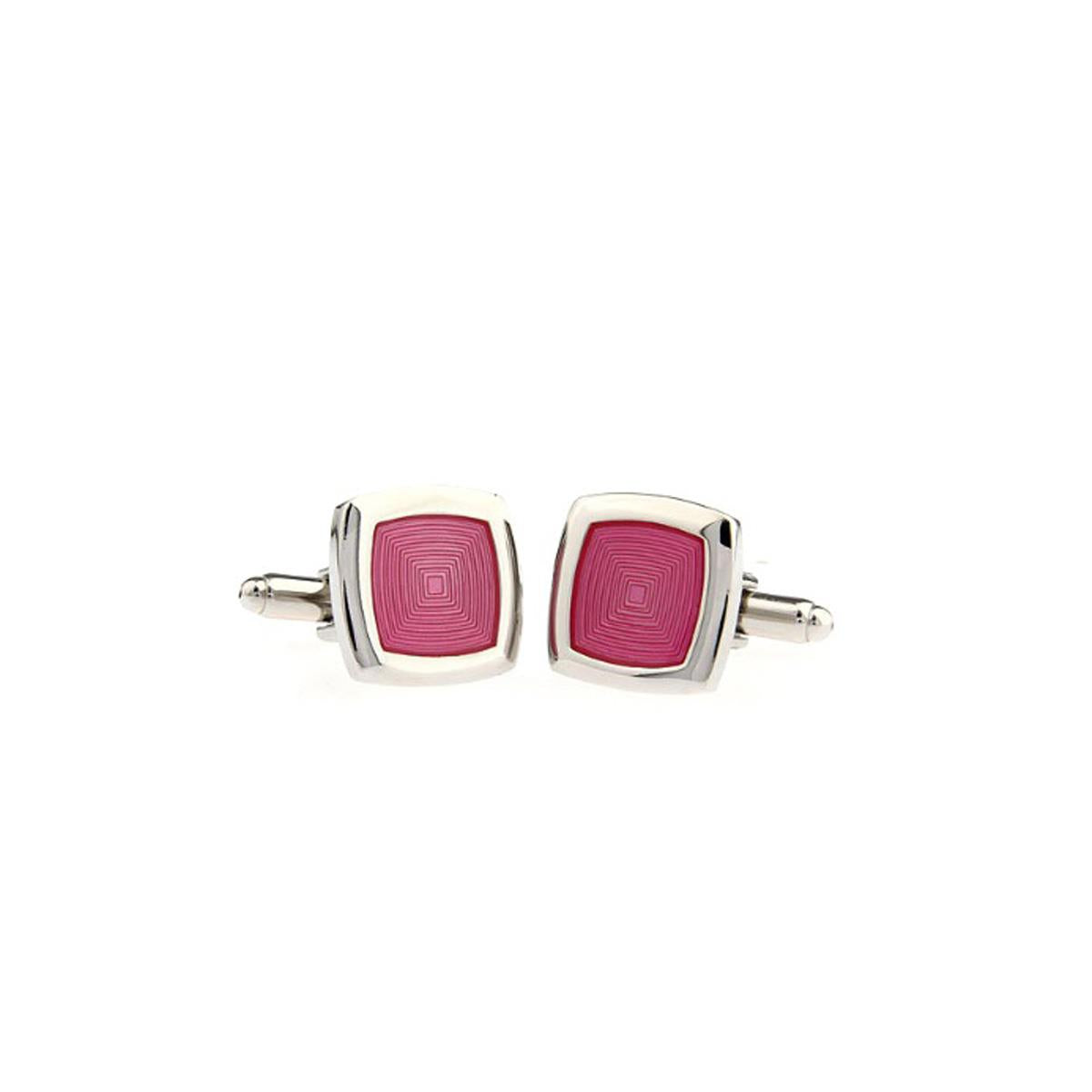 Charles William Elegant Silver Pink Square Cufflinks Smart Shirt Cuff LInks Quick UK Dispatch