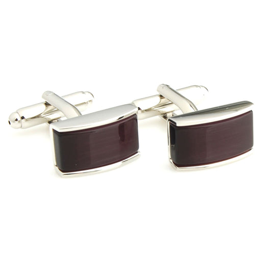 Purple Stone Cufflink in Silver Setting