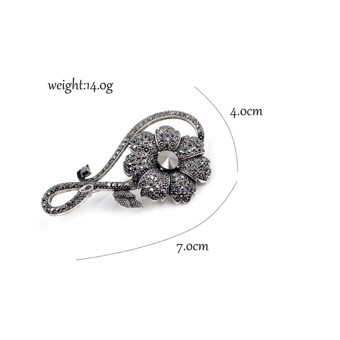 Charles William Premium Brooch Grey Black Cubic Zircon Stones Jewellery Dress Flower