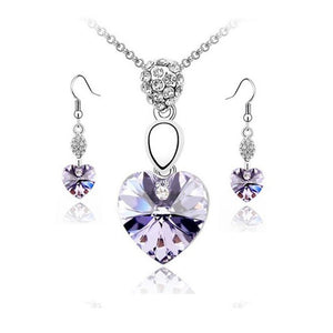 Charles William Violet Crystal Heart Chain Necklace Pendant Jewellery