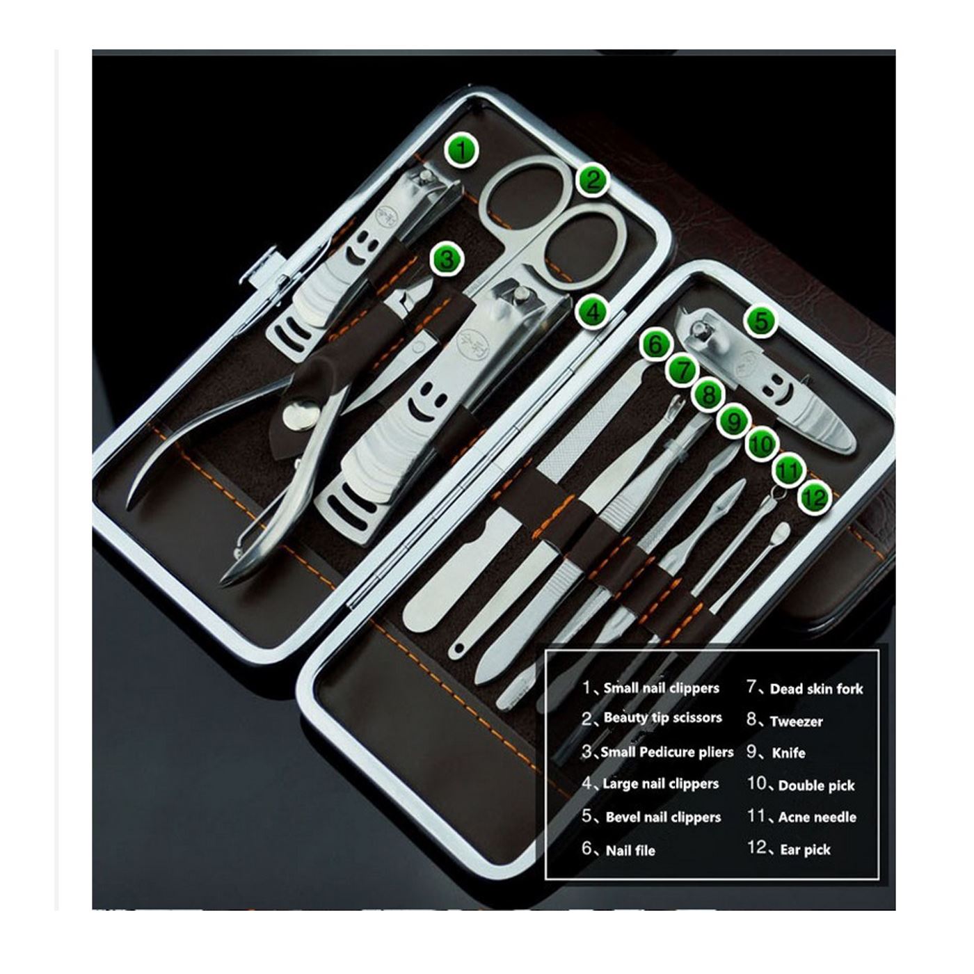 12 Pcs Nail Care Cutter Cuticle Clippers Pedicure Manicure Grooming Tool Kit Set