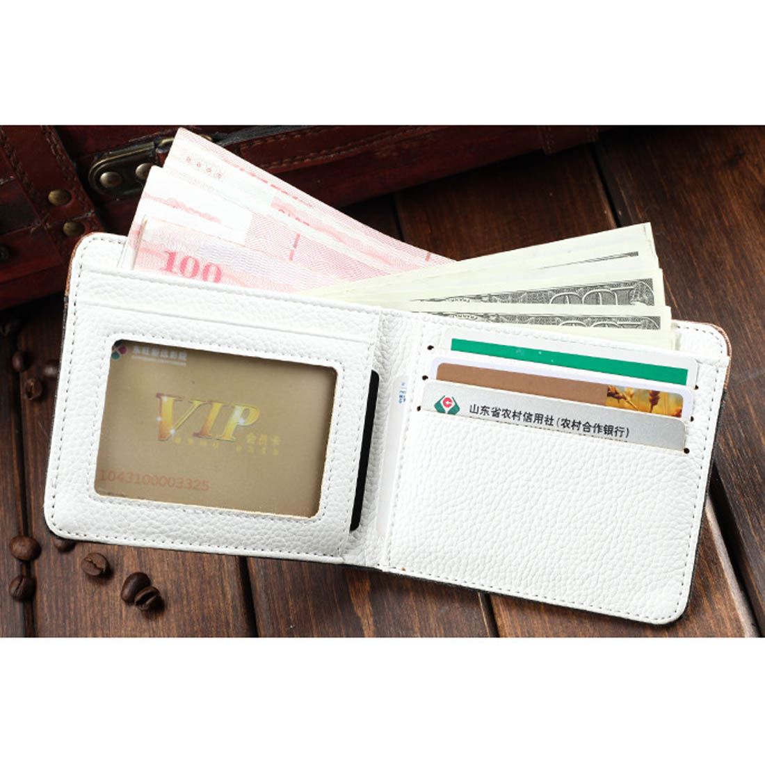 PU Leather Wallet Beige Brown White Credit Card Money Purse ID Slot Cash