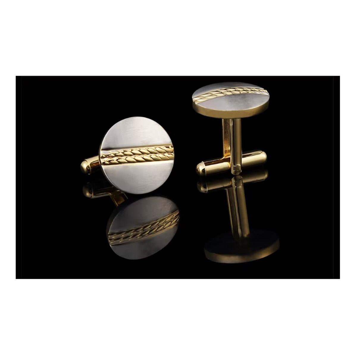 Gold and Silver Cufflinks with Ridged Elegant Design