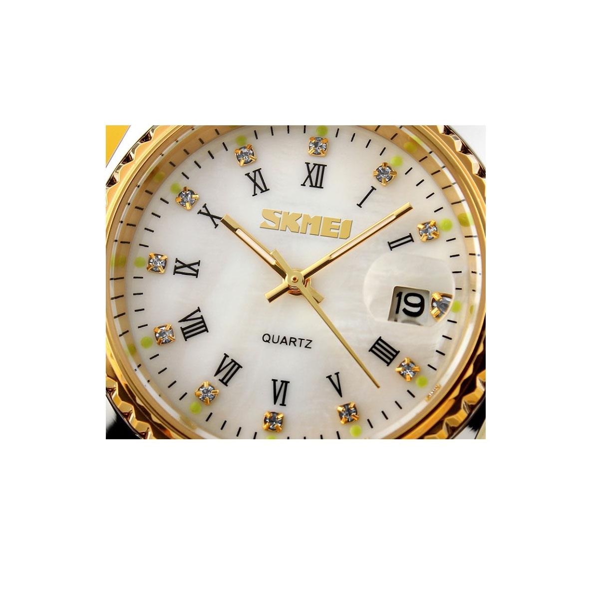 Ladies Gold Silver Watch with Date Dial Skmei Brand