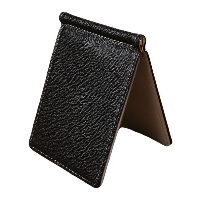 Money Clip Wallet 4cc Genuine Leather Grey