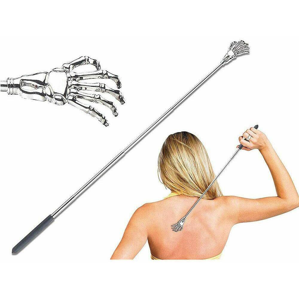 Skeleton Hand Back Scratcher with Long Reach Extendable Rubber Grip Arm