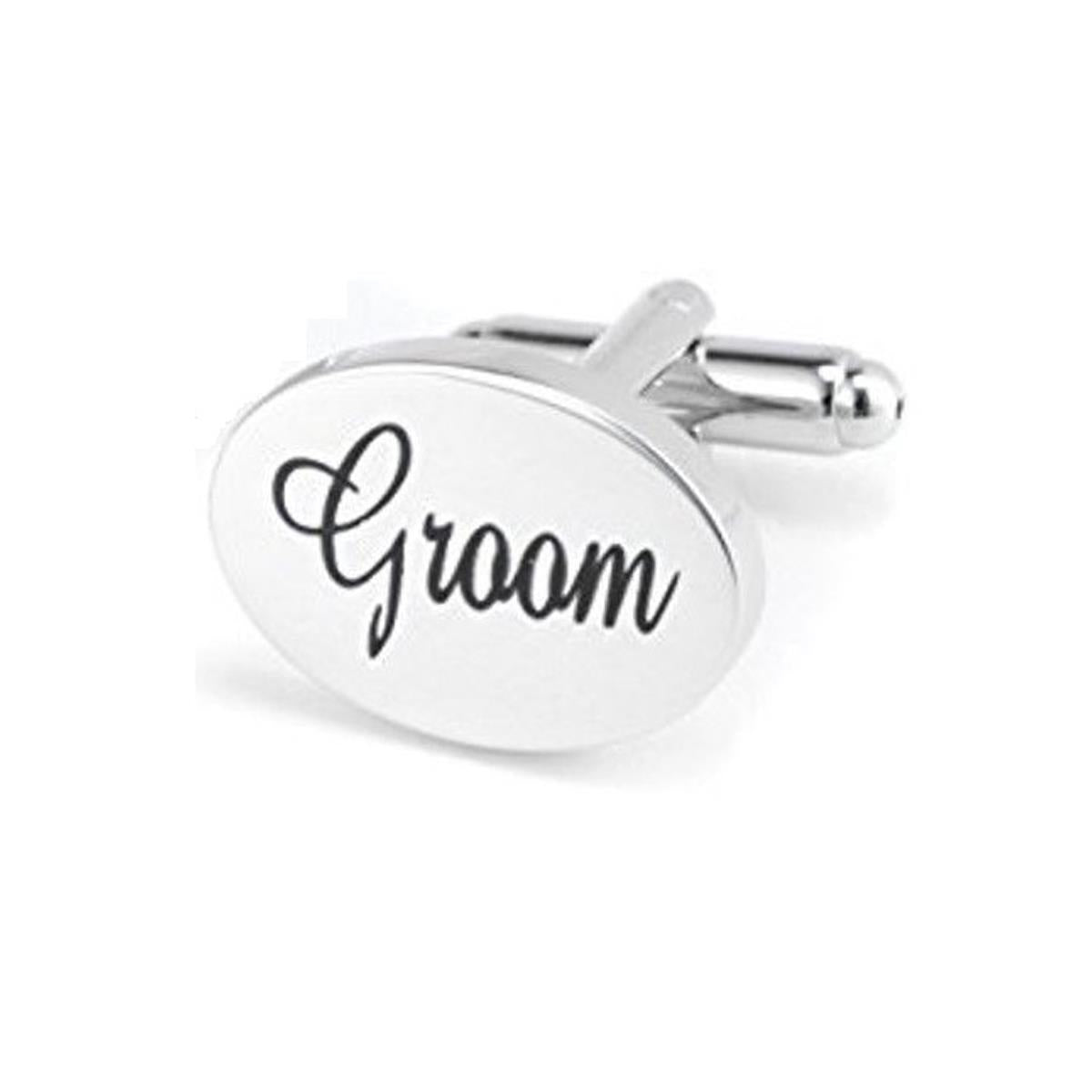Charles William Silver Groom Cuffflinks Wedding Bride Party Friend Oval Cufflink Tuxedo Suit