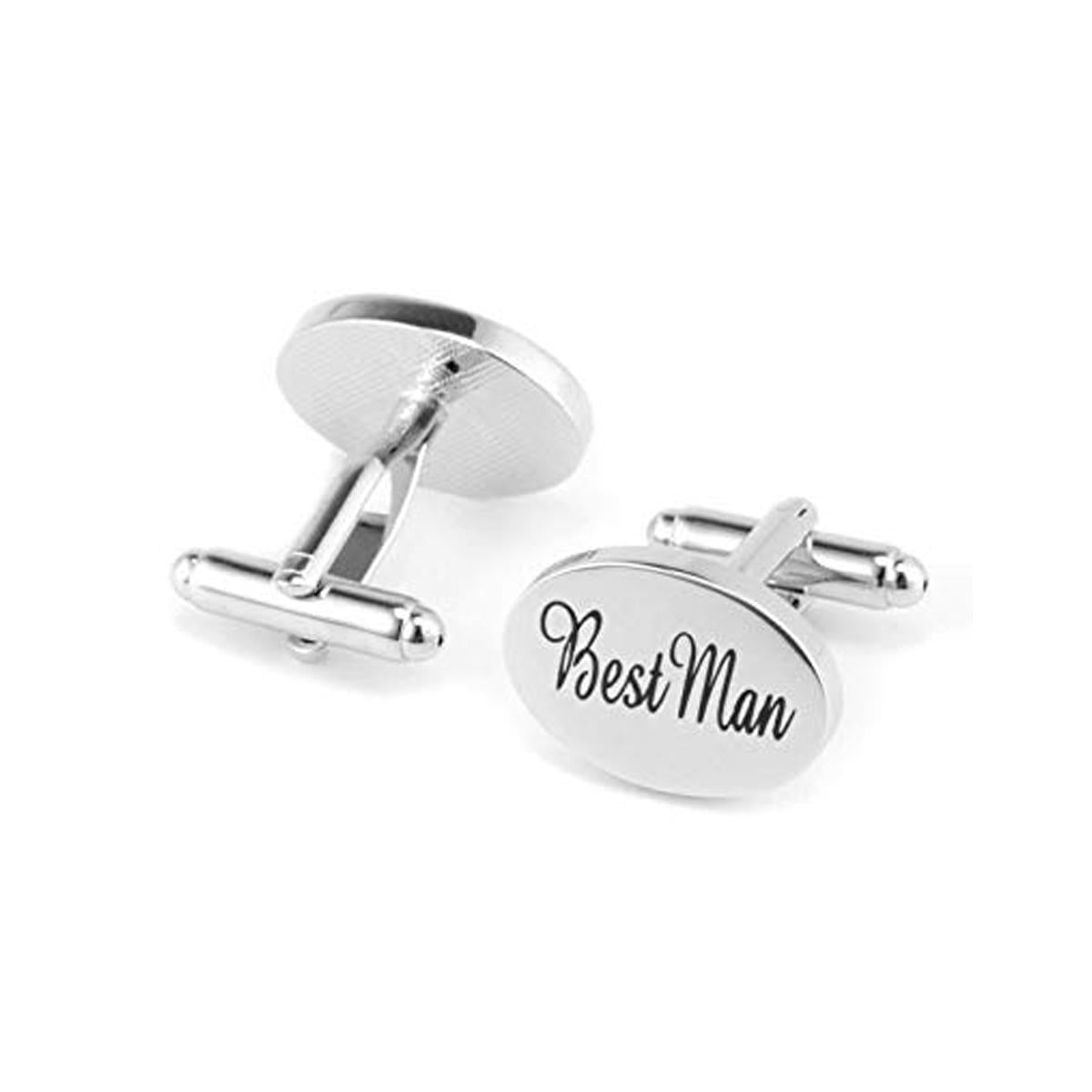 Charles William Silver Best Man Cuffflinks Wedding Party Friend Oval Cufflink Tuxedo Suit Shirt UK