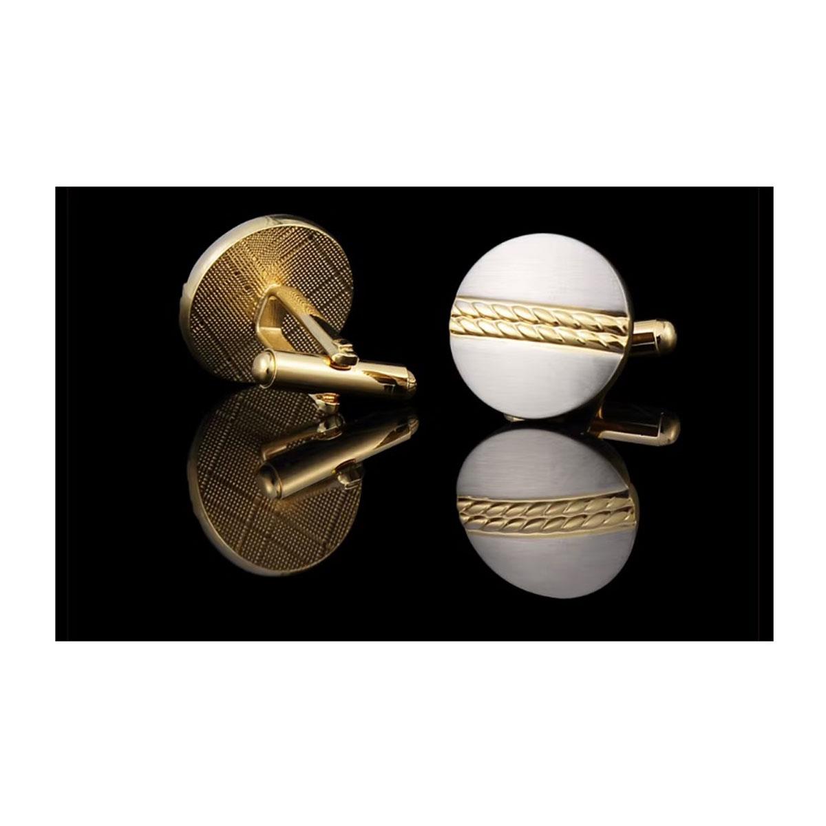 Gold and Silver Cufflinks with Ridged Elegant Design