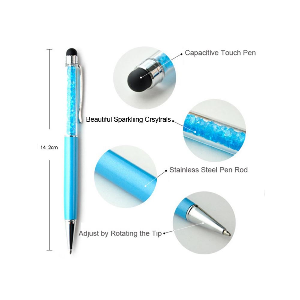 Charles William Crystal Ball Point Gift Pen Made With Real Crystal Elements & Stylus