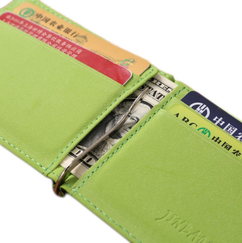 Green PU Leather Money Clip with 4 Compartments UK Stock