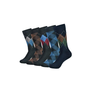 5 Pairs Cotton Rich Blue Black Mens Socks - Warm and Soft
