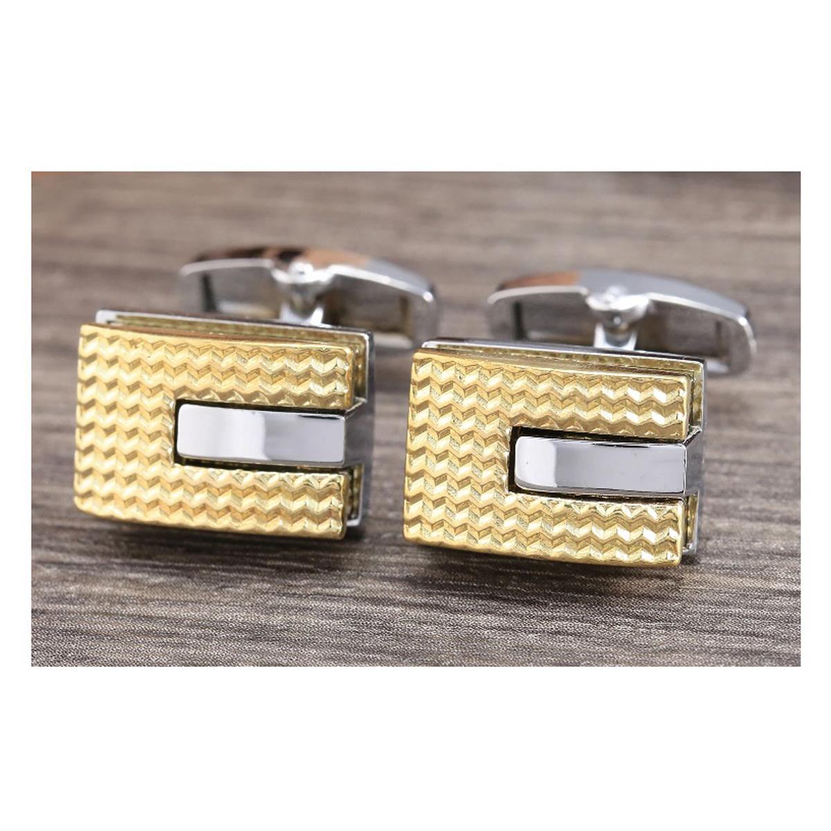 Charles William Silver Gold Cufflinks Stunning Design Rectangular Luxury Style