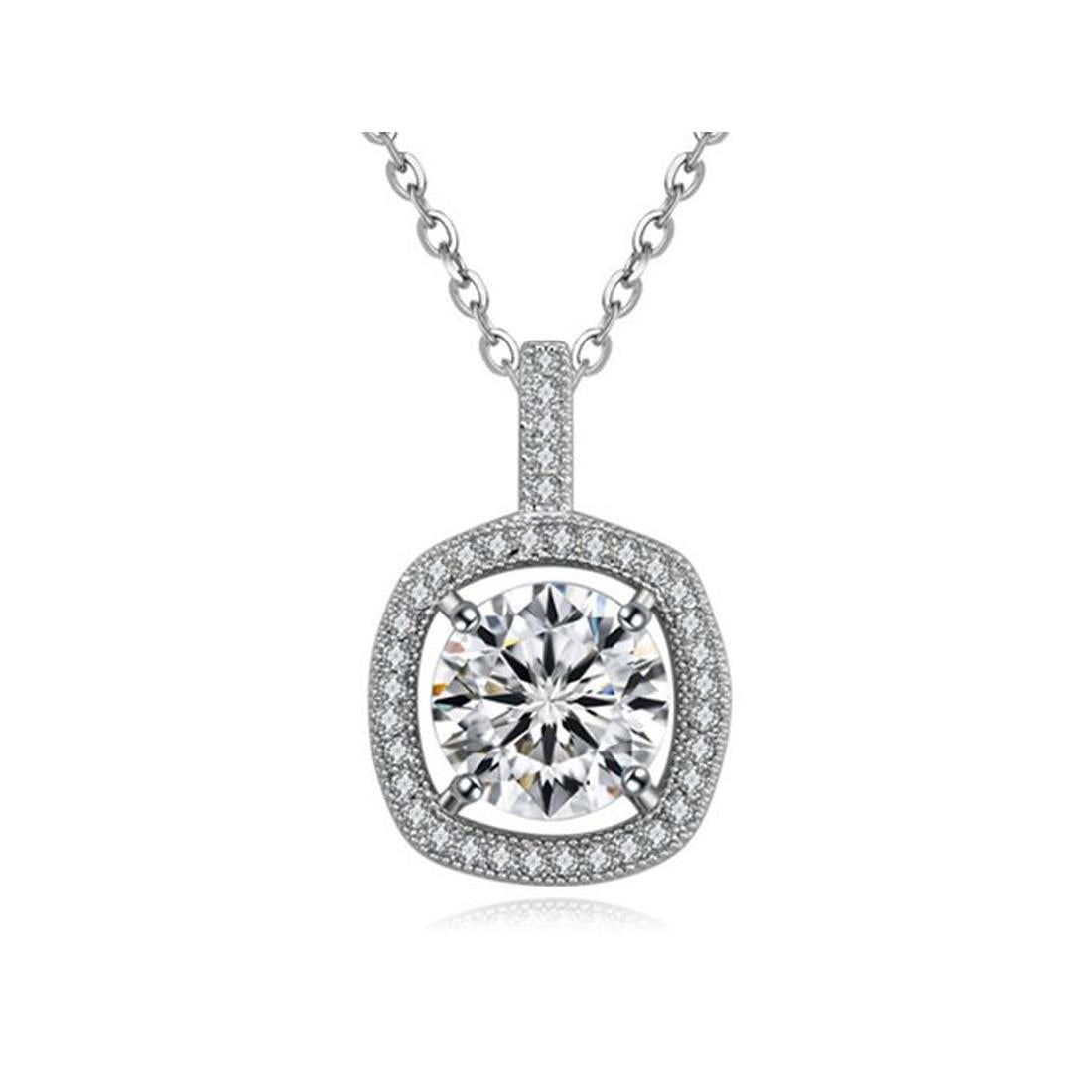 Charles William Women's Square Large Crystal Stone Pendant Necklace