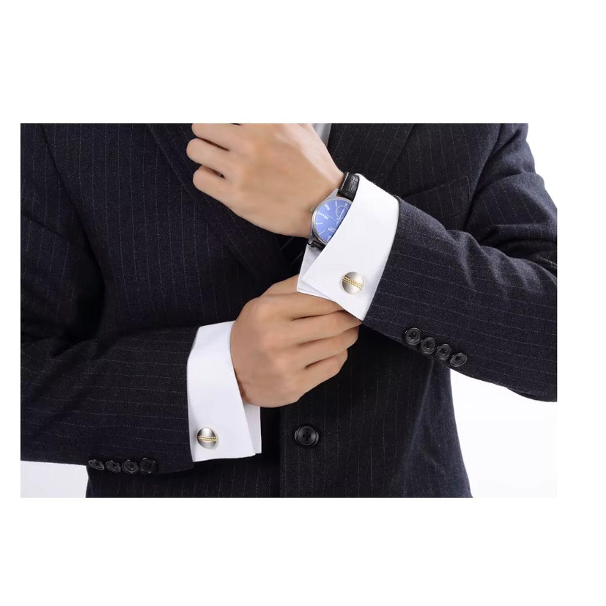 Gold and Silver Cufflinks with Ridged Elegant Design