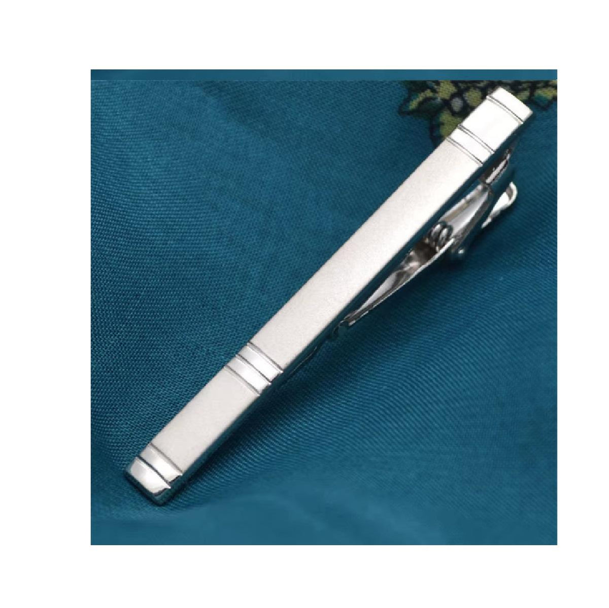 Silver Tie Clip Men's Classic 6cm Tie Bar Necktie Slide Wedding Gift Velvet Pouch