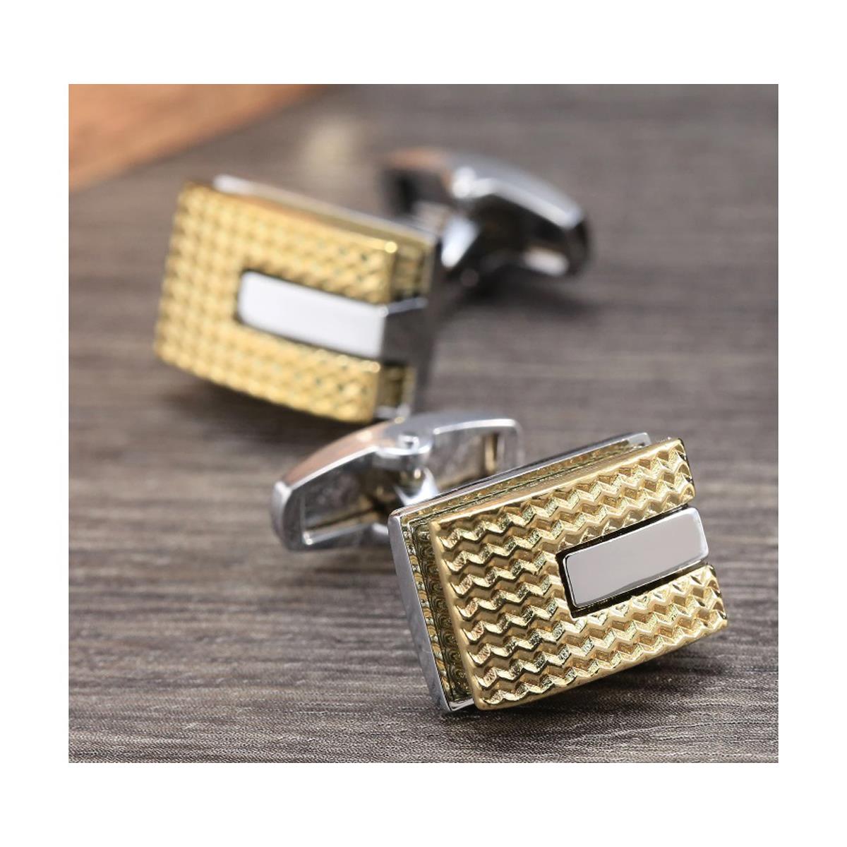 Charles William Silver Gold Cufflinks Stunning Design Rectangular Luxury Style