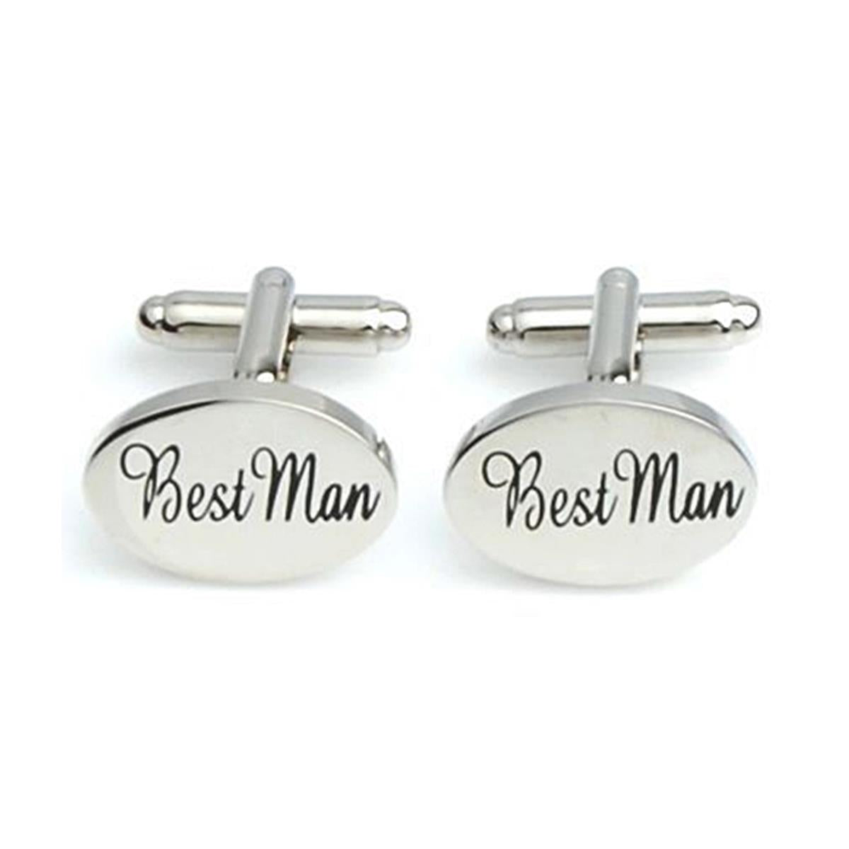 Charles William Silver Best Man Cuffflinks Wedding Party Friend Oval Cufflink Tuxedo Suit Shirt UK