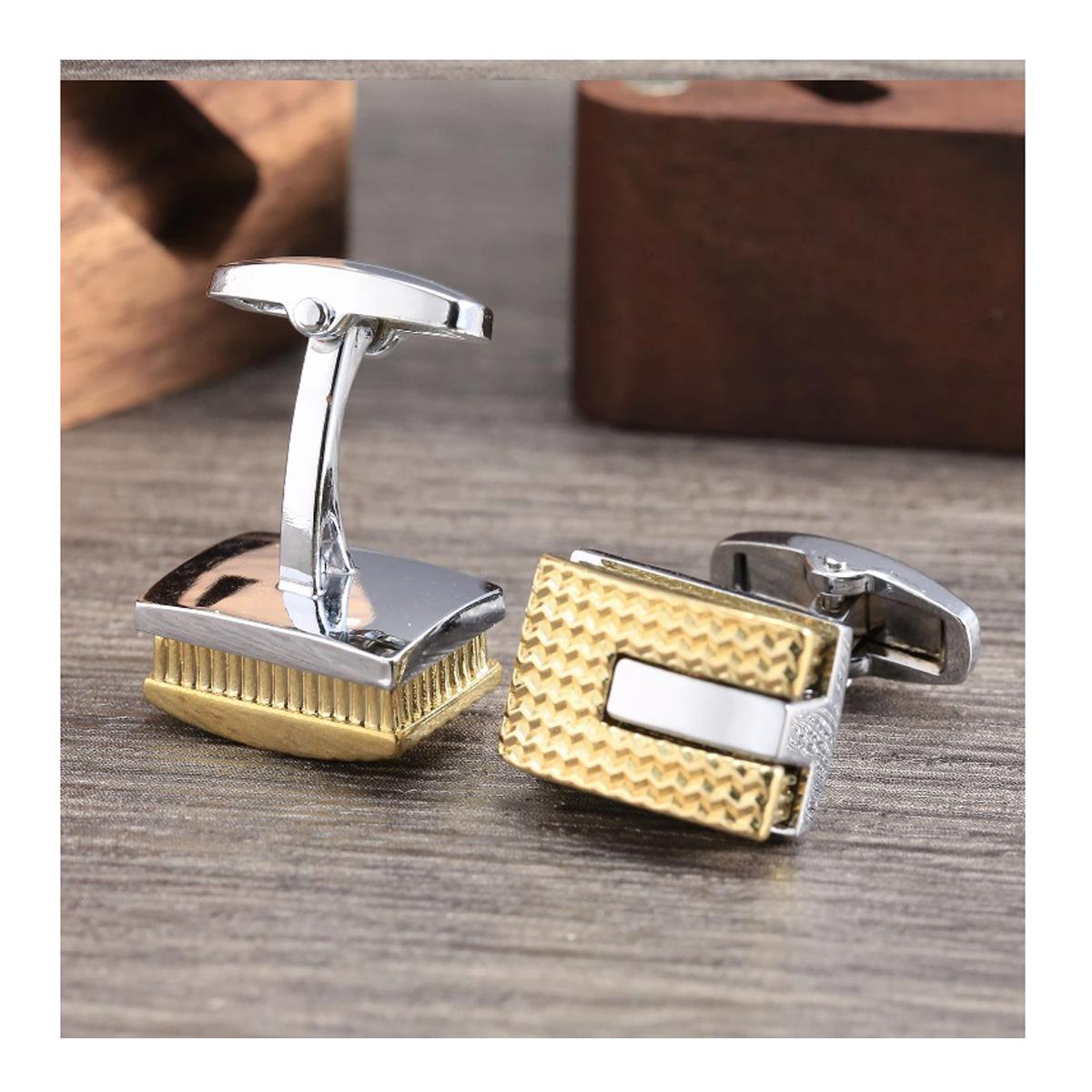 Charles William Silver Gold Cufflinks Stunning Design Rectangular Luxury Style