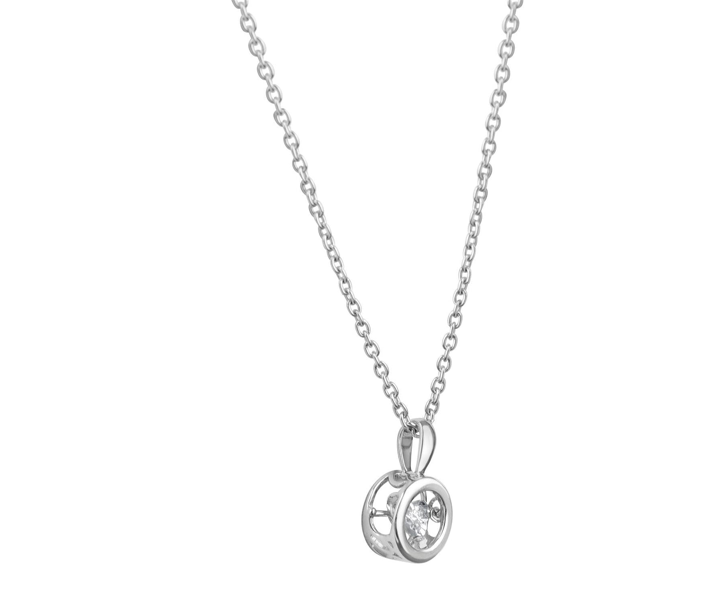 Charles William Silver Necklace with Dancing Diamond Love Pendant from Fine Italian Jewellery