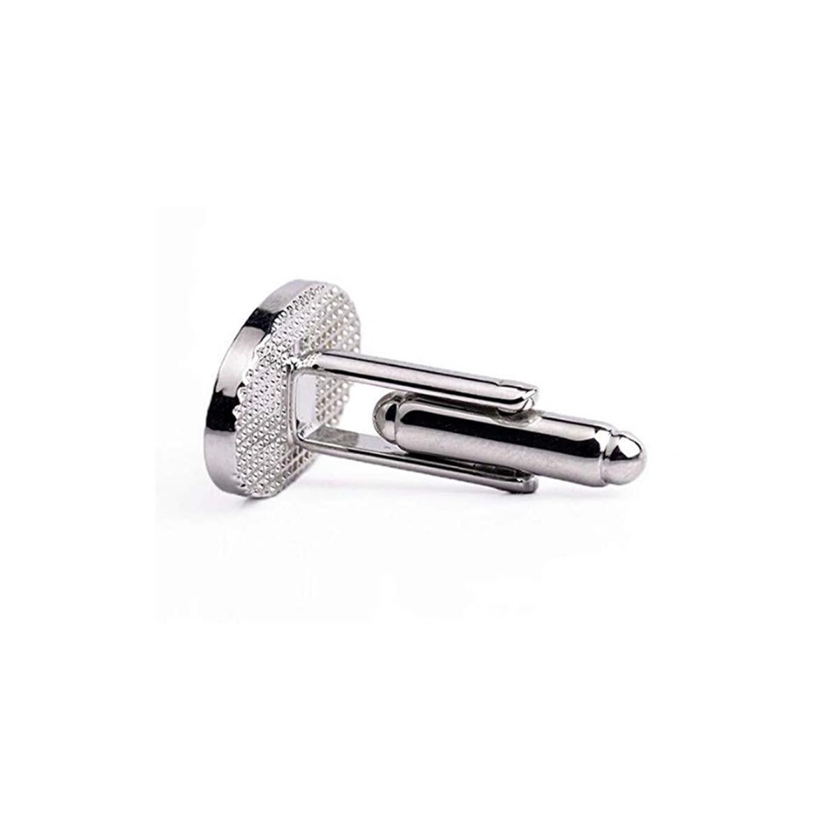 Charles William Silver God Father Present Cuffflinks Wedding Bride Groom Oval Cufflink Tuxedo Suit Shirt