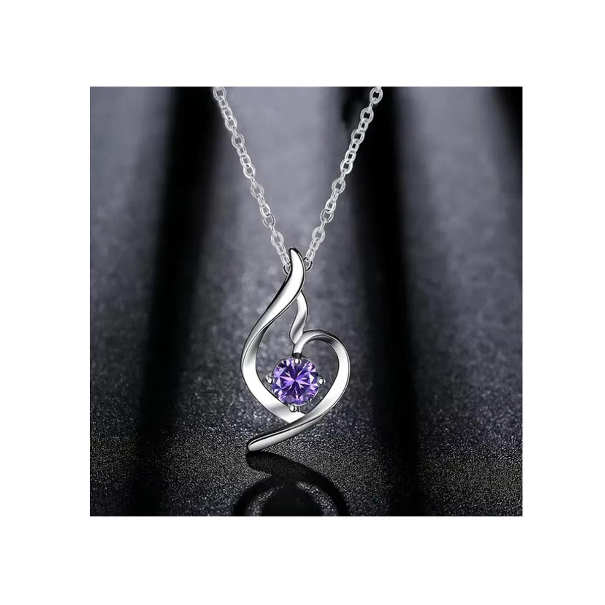 Silver Necklace Swish Design Charles William Purple Ladies Jewellery