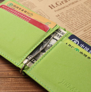 Green PU Leather Money Clip with 4 Compartments UK Stock