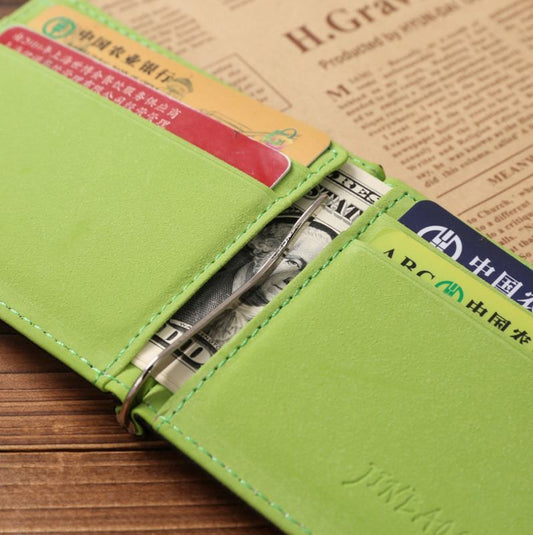 Green PU Leather Money Clip with 4 Compartments UK Stock