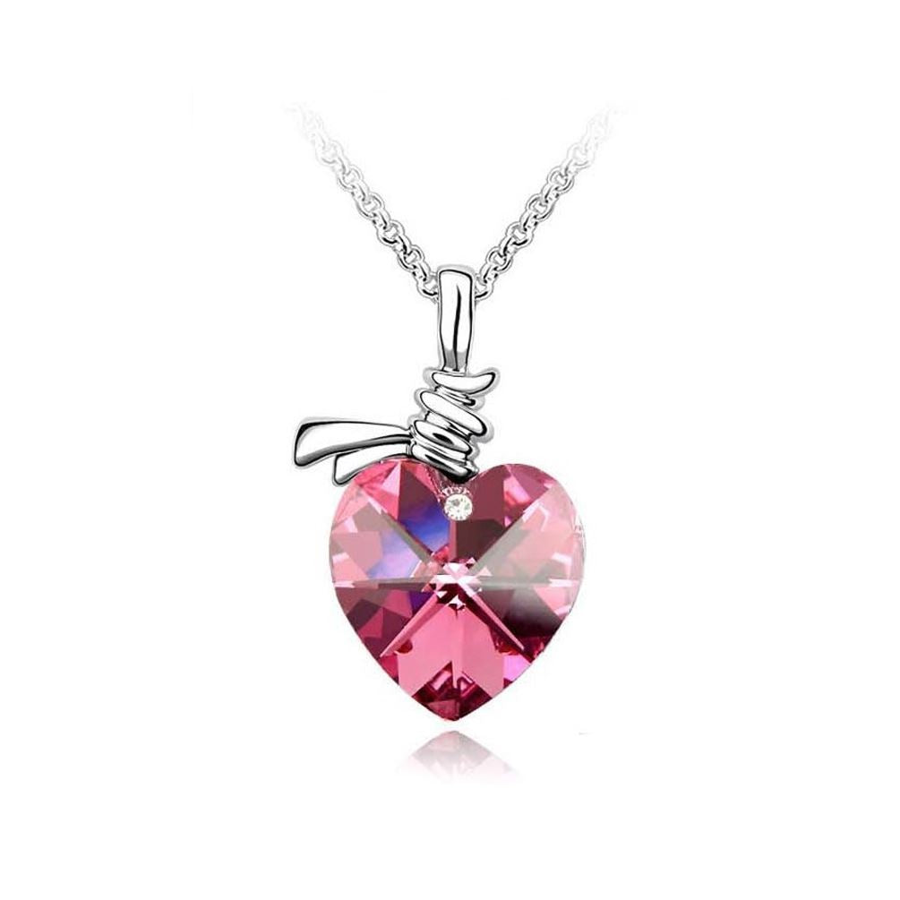 Charles William Love Heart Pendant Necklace Light Pink Jewellery