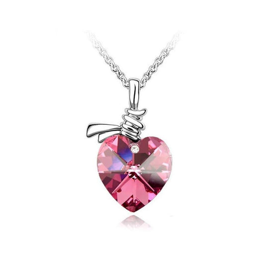 Charles William Love Heart Pendant Necklace Light Pink Jewellery