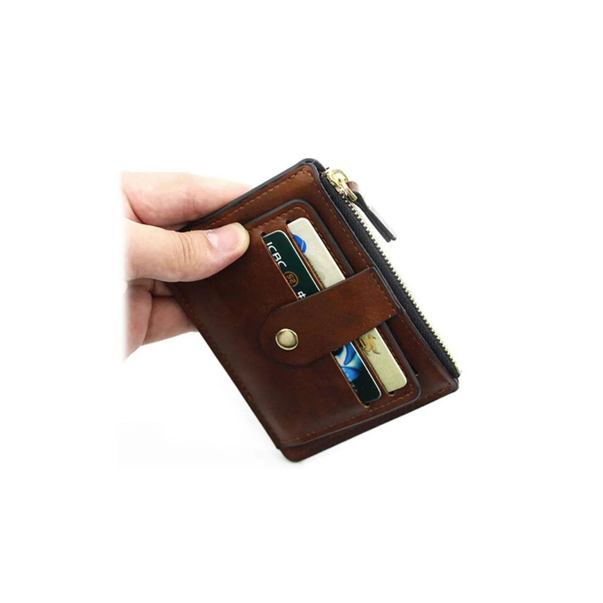 Charles William Soft Leather Money Clip 9 Slots with Coin Zip Pouch High Quality Stitching