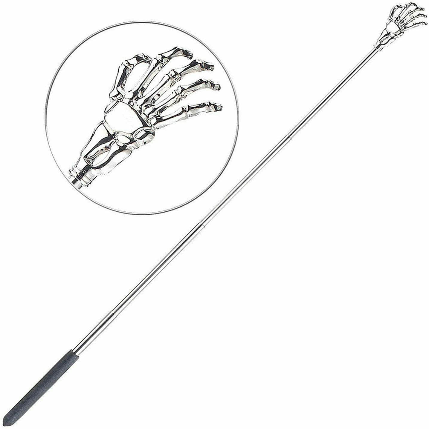 Skeleton Hand Back Scratcher with Long Reach Extendable Rubber Grip Arm
