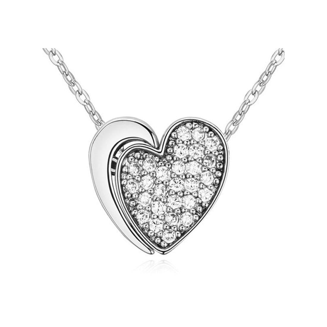 Unique Silver Two Part Heart Pendant Necklace Ladies Jewellery from Charles William