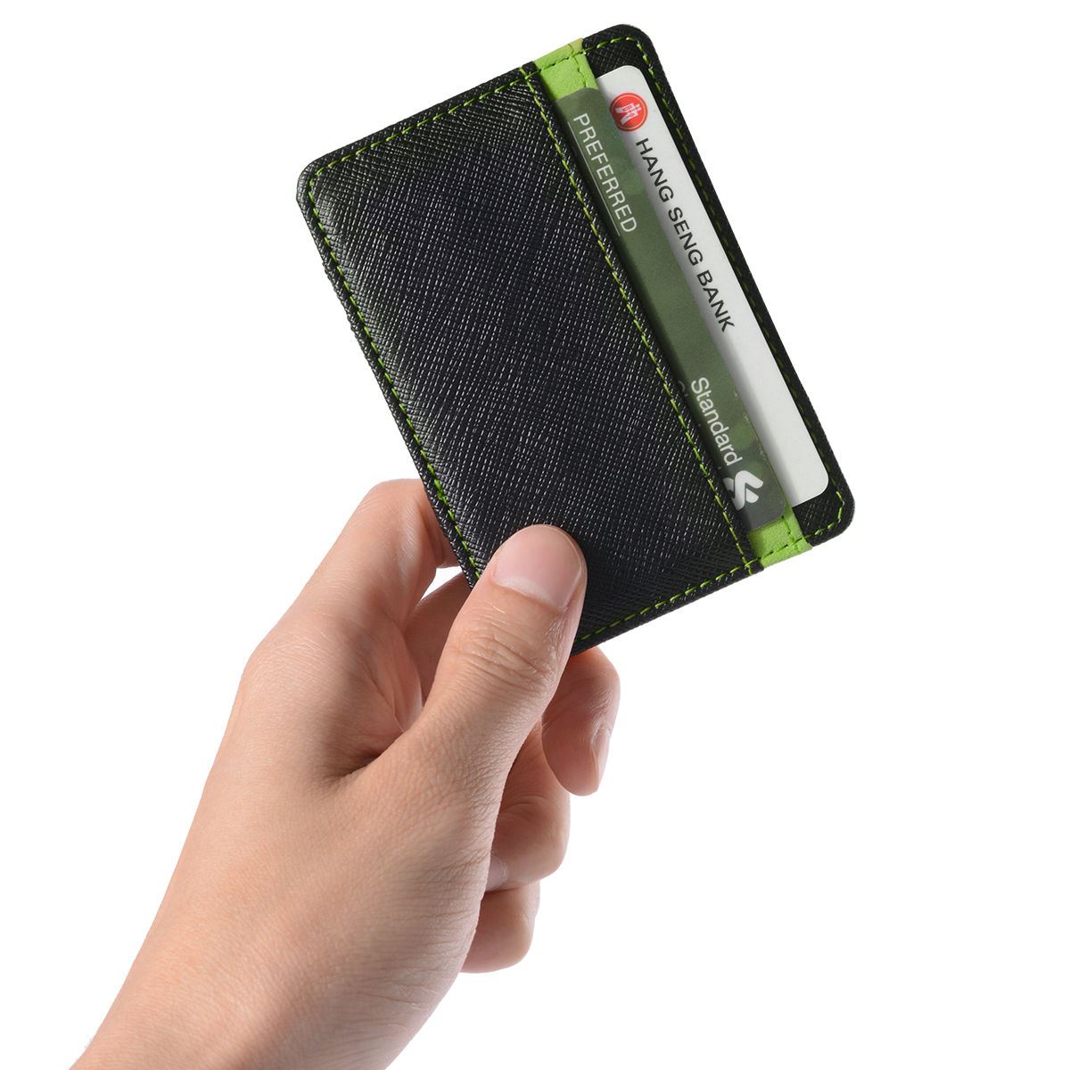 Charles William Men's Gift Magic Credit ID Card Elastic Money Clip Slim Cash Wallet Green