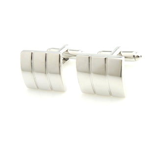 Mens Ladies Silver Tone Stainless Steel Column Style Cufflink Wedding Formal Business