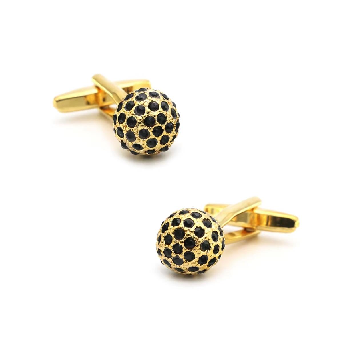 Charles William Round Premium Gold Black Cufflinks Smart Fashion Design