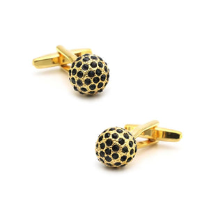 Charles William Round Premium Gold Black Cufflinks Smart Fashion Design