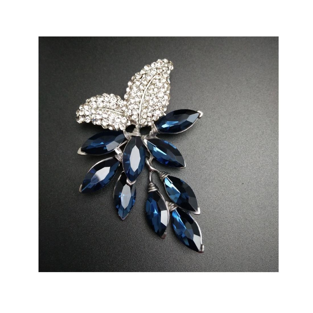 Charles William Premium Brooch Silver Blue Stones Fashion Costume Jewellery Dress Flower Brooches