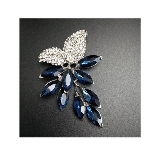 Charles William Premium Brooch Silver Blue Stones Fashion Costume Jewellery Dress Flower Brooches