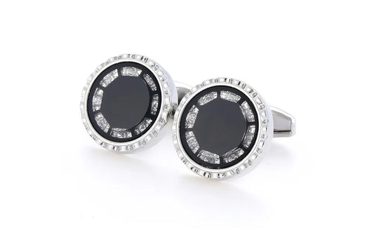 Silver and Black Cufflinks with Stunning Elements Great Gift Elegant Present