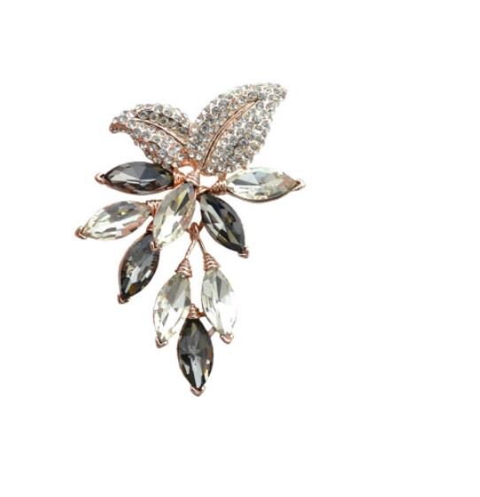 Charles William Premium Brooch Silver Grey Stones Fashion Costume Jewellery Flower Brooches