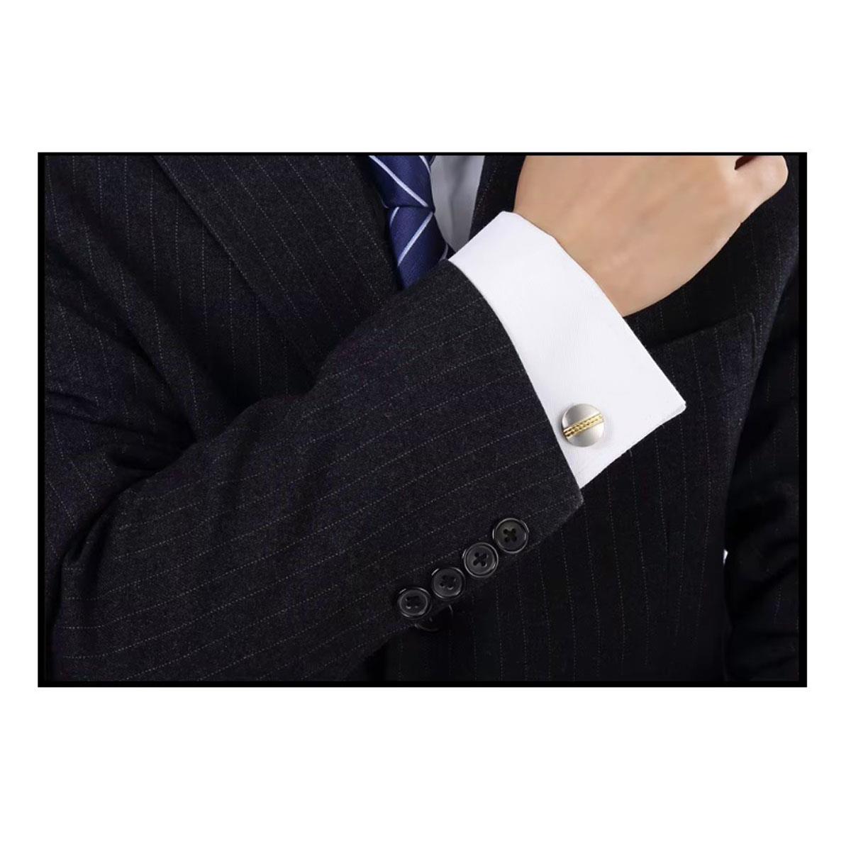 Gold and Silver Cufflinks with Ridged Elegant Design