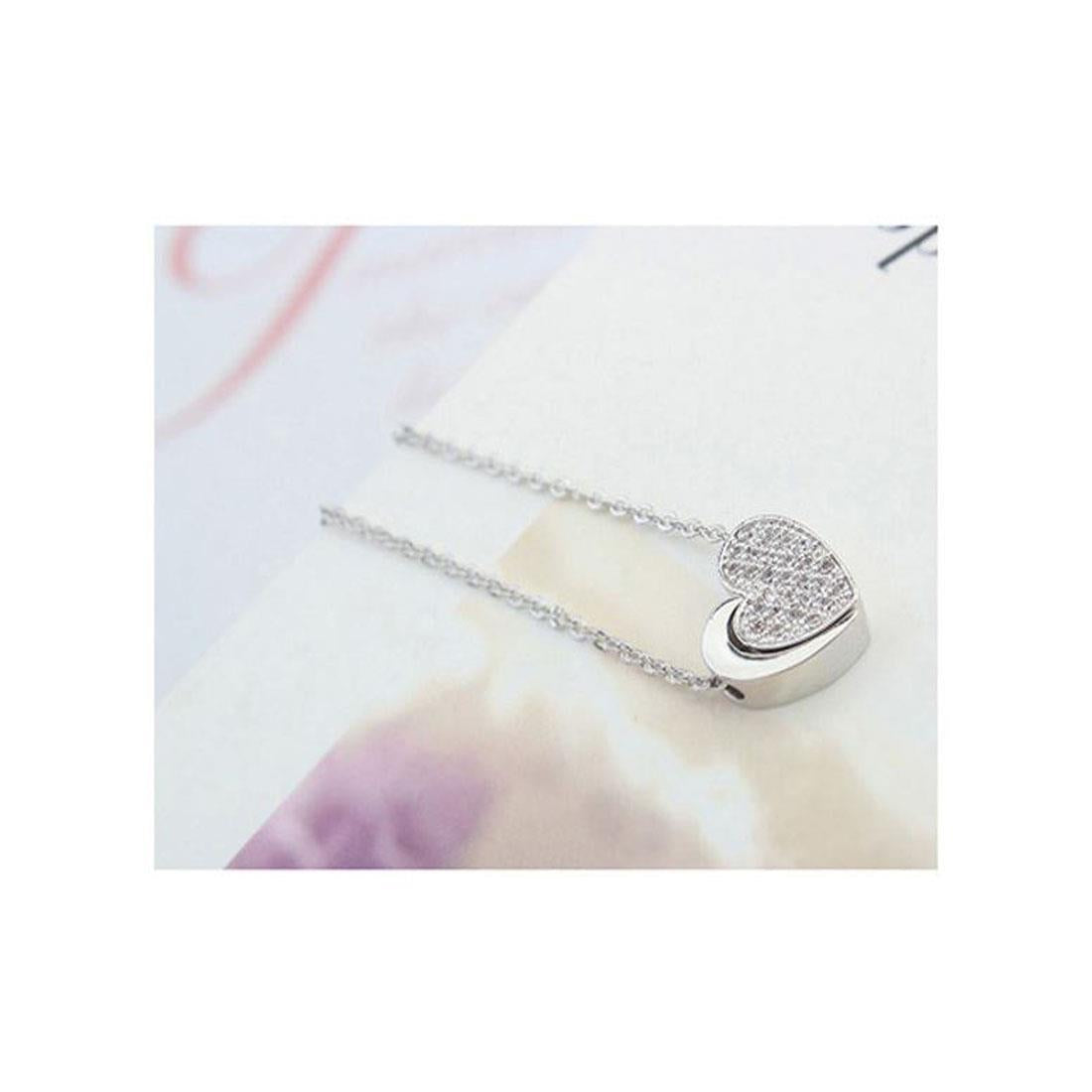 Unique Silver Two Part Heart Pendant Necklace Ladies Jewellery from Charles William